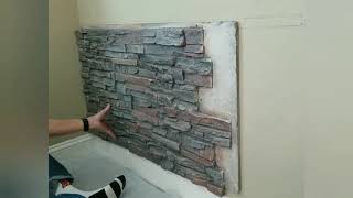 How to Install Stacked Stone  Faux Stone Wall Panels [upl. by Atirehc]