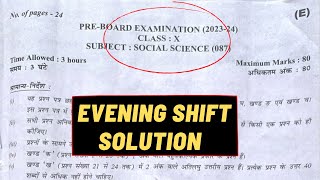 Class 10 Social Science Answer Key  Sst Paper Solution Class10 Pre Board 202324  Evening Shift [upl. by Eahsal]