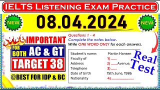 IELTS LISTENING PRACTICE TEST 2024 WITH ANSWERS  08042024 [upl. by Hsemin972]