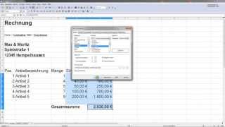 Einfache Rechnung erstellen  MwSt mit Excel oder Open Office Calc [upl. by Huggins]