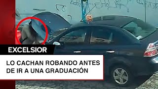 Sujeto iba a regalar compu… pero de auto lo cachan robando antes de ir a graduación [upl. by Astrid829]