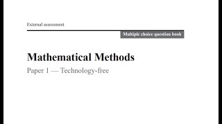 QCAA 2020 Math Methods External exam paper 1 multiple choice questions explained [upl. by Juanne]