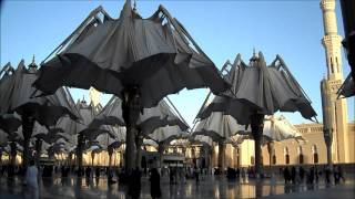 The Umbrellas closing of Masjid Al Nabawi In Medina Prophets Mosque [upl. by Llerdnam]