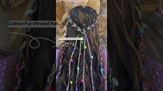 Beautiful thread🧵hairstyle for beginners💌💖✨ shorts hairstyle ytshorts hair navratri threads [upl. by Lyon]