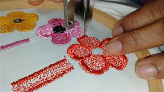 Five basic stitches Machine EmbroideryEnglish Malayalam Tutorial [upl. by Vasiliu]