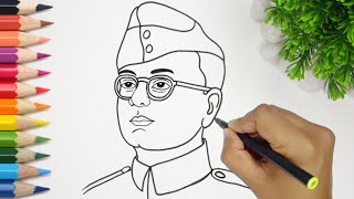 subhash chandra bose drawing step by step  Republic day drawing of Netaji subhash chandra bose [upl. by Rita]