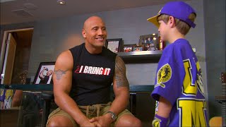 The Rock introduces himself to a quotyoungquot Cena [upl. by Llenol]