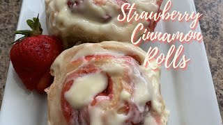 Strawberry 🍓 Cinnamon Rolls with Lemon 🍋 Cream Cheese Glaze [upl. by Leen335]