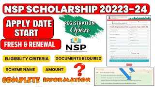 NSP Scholarship 202324 Apply  NSP New Registration 202324  Fresh amp Renewal  NSP Full Details [upl. by Laurentia832]