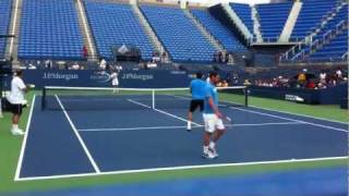 Roger Federer practicing at 2011 US Open [upl. by Llerrud]