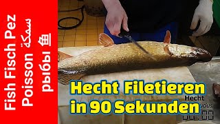 Hecht in 90 Sekunden filetiert ⚠️ mit Haut entfernen 😱 [upl. by Ymmak]