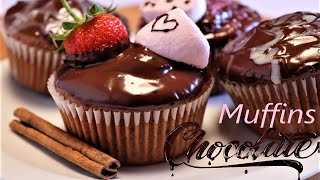 Mufins Chocolate Muffins  Brioșe cu CIOCOLATĂMinibolos de Chocolate [upl. by Coltson]