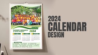 Printable 2024 Calendar Design in Photoshop  Calendar 2024 Template [upl. by Tristam380]