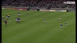 Roberto Carlos Incredible Free Kick France 1997 Sky Sports English Commentary HD [upl. by Nauqe]