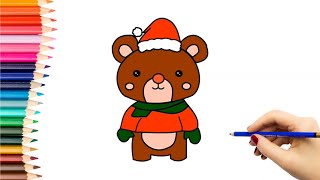 Kaip nupiešti KALĖDINĮ MEŠKIUKĄ  How to draw a Christmas bear [upl. by Mccullough]