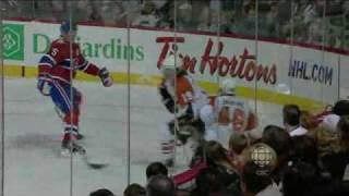 Danny Briere Hat Trick vs Canadiens 2132010 [upl. by Eimarrej211]