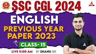 SSC CGL 2024  SSC CGL English Classes By Shanu Sir  SSC CGL English Previous Year Solved Paper 15 [upl. by Annalla]