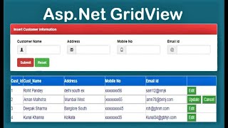 Insert Delete Update in GridView in ASPNet using C  Mini Project [upl. by Nwahsit]