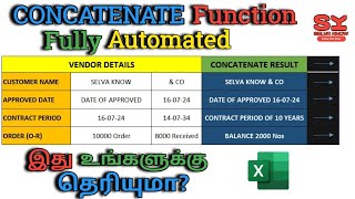 Concatenate Function in Excel Text  Formula in Tamil  SELVAKNOW [upl. by Megargee]