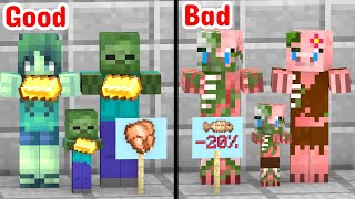 Bad vs Good Zombie Family  Minecraft Animation [upl. by Sacci]