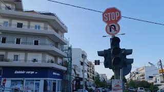 Crete Heraklion Greece traffic lights 8 Flashing yellow arrows to the left [upl. by Warms]