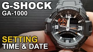 GShock GA1000  Setting the Time and Date tutorial [upl. by Micheline]