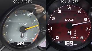 2017 Porsche 991 GT3 vs Carrera GTS 0200kmh [upl. by Notxed]