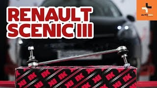 How to change front anti roll bar link on RENAULT SCENIC 3 TUTORIAL  AUTODOC [upl. by Enialedam]