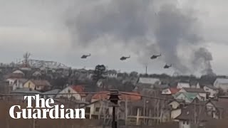 Footage shows Russian helicopters engaging with forces in Ukraine [upl. by Kannav]