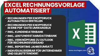 Excel Rechnungsvorlage Tutorial Anleitung  Rechnung automatisiert und schnell erstellen [upl. by Secrest]