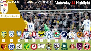 Highlights Summary Matchday 11 202425 EFL Championship [upl. by Reinar]