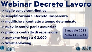 Webinar Decreto Lavoro  Studio Donati [upl. by Hemingway]