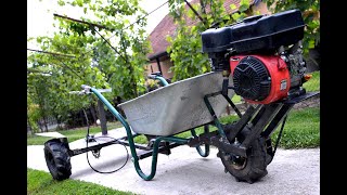 Homemade 200cc WHEELBARROW ON THE FRONT TIRE PART 1 [upl. by Woolley]