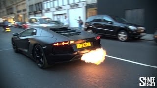 CRAZY FLAMES  Matte Black Lamborghini Aventador [upl. by Acisset]