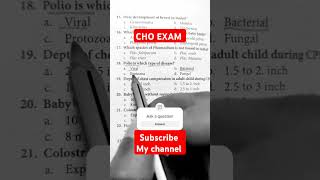 Cho Exam Preparation 2024  Cho Exam  Community health officer community health nursing choreels [upl. by Atsyrhc]