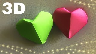 Easiest 3D HEART Origami How to make a simple 3D paper heart [upl. by Watson]