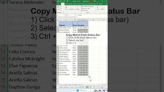 Copy AVERAGE COUNT and SUM from Status Bar in Excel  Excel Tips and Tricks [upl. by Aidam]