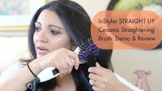 InStyler Straight Up Ceramic Straightening Brush Demo amp Review [upl. by Leciram]