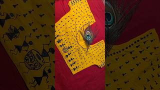 Warli art in blouse 🙂🧡🧿viralvideo shorts warlipaintings [upl. by Tila]