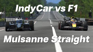 F1 vs IndyCar  Le Mans Mulsanne Straight No Chicane Top Speed Test [upl. by Rramel360]