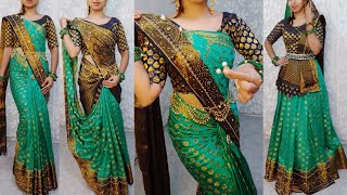 BANARASI HEAVY STONE WORK SAREE DRAPING IN 3 ELEGANT STYLEBEGINNERS SAREE DRAPING TUTORIALHINDI [upl. by Brietta]