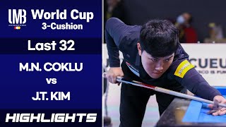 VEGHEL World Cup 3Cushion 2021 Last 32  Murat Naci COKLU TUR vs KIM Jun Tae KOR HL [upl. by Odie846]