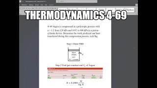 Thermodynamics 469 Argon is compressed in a polytropic process with n  12 from 120 kPa and 10°C [upl. by Sidra]