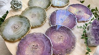 Beautiful Geode Agate Resin Coasters Resin Art Tutorial [upl. by Malloch]