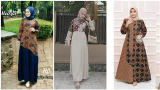 20 Model Baju Gamis Batik Kombinasi Polos Modern Terbaru 20212022 [upl. by Sarat878]