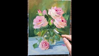 Rose oil painting Vugar Mamedov [upl. by Jadd]