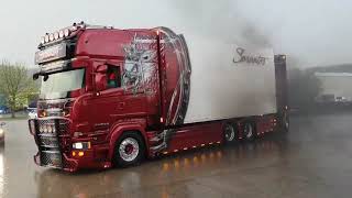 SUPER  Scania R 999 HP V8 Power quotSARANTOSquot Brutal SOUND Rain Edition HD [upl. by Bilski]