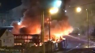 Fire and huge explosions at Orpington bus depot [upl. by Shoifet174]