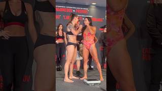 Cris Cyborg ROARS at Cat Zingano During Intense Face Off  Bellator 300 [upl. by Kendricks]