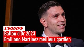 Ballon dOr 2023  Emiliano Martinez Aston Villa remporte le Trophée Yachine du meilleur gardien [upl. by Ahsihat]